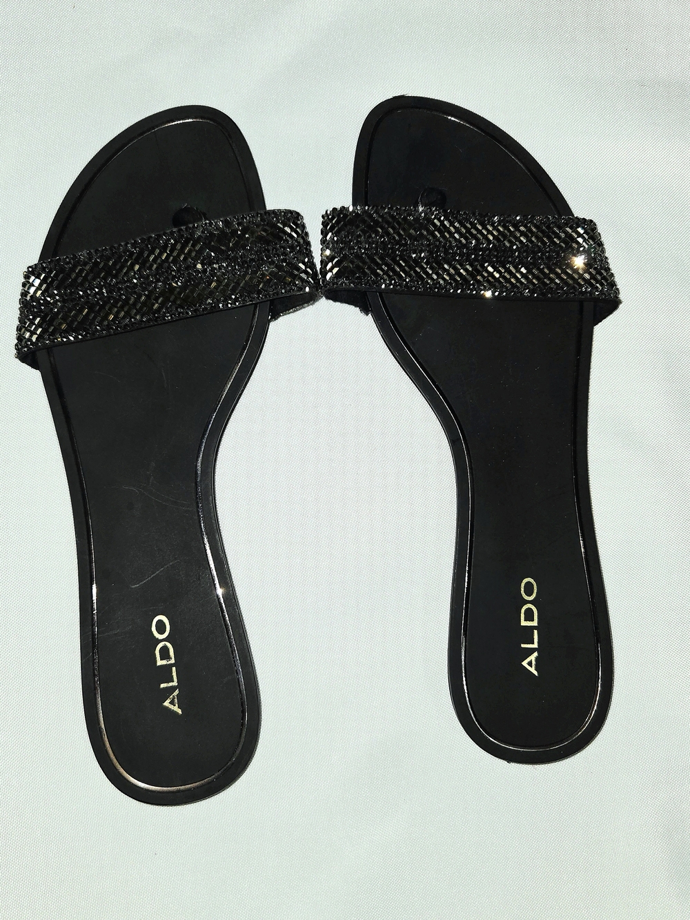 ALDO Black Cadilinna Embellished Slide Sandals - 7.5